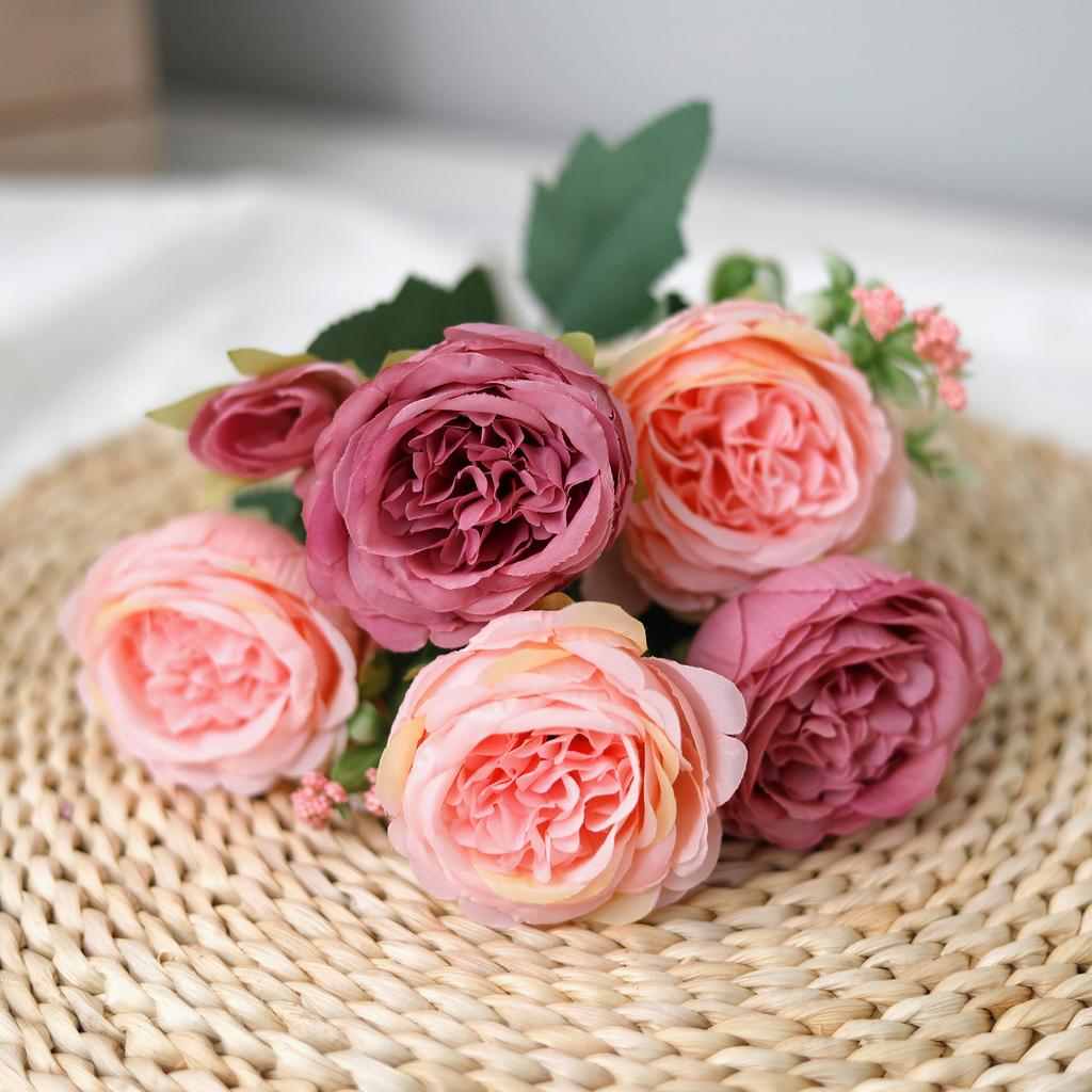 30cm Rose Artificial Flower for Decoration Fake Flowers Silk Peony Faux Bouquet Arrangements for Home Bridal Wedding Party Table