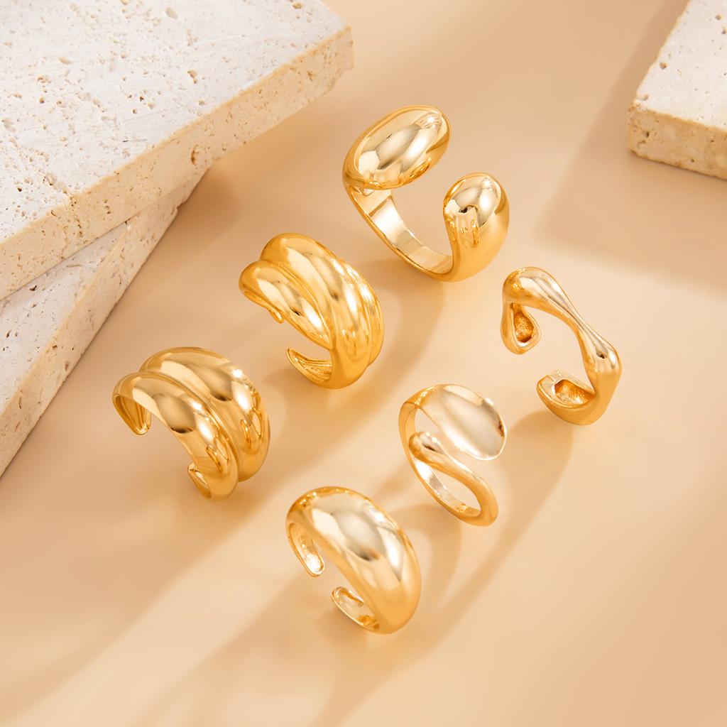2025 New Vintage Punk Metal Rings Set for Women Aesthetics Jewelry Gift Gold Silver Color Irregular Geometric Knuckle Joint Ring Opening Jewelry