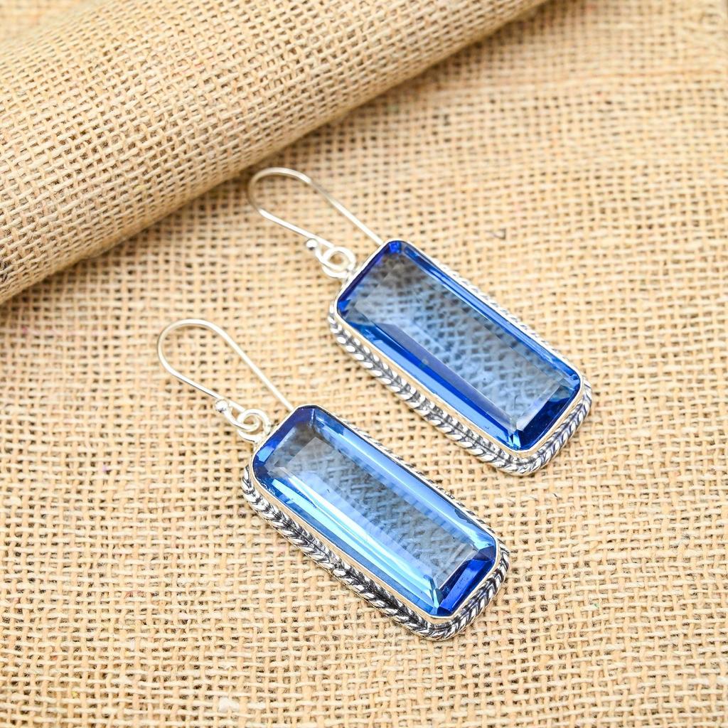 Tanzanit ädelsten 925 sterling silver smycken handgjorda örhängen för bröllopspresent