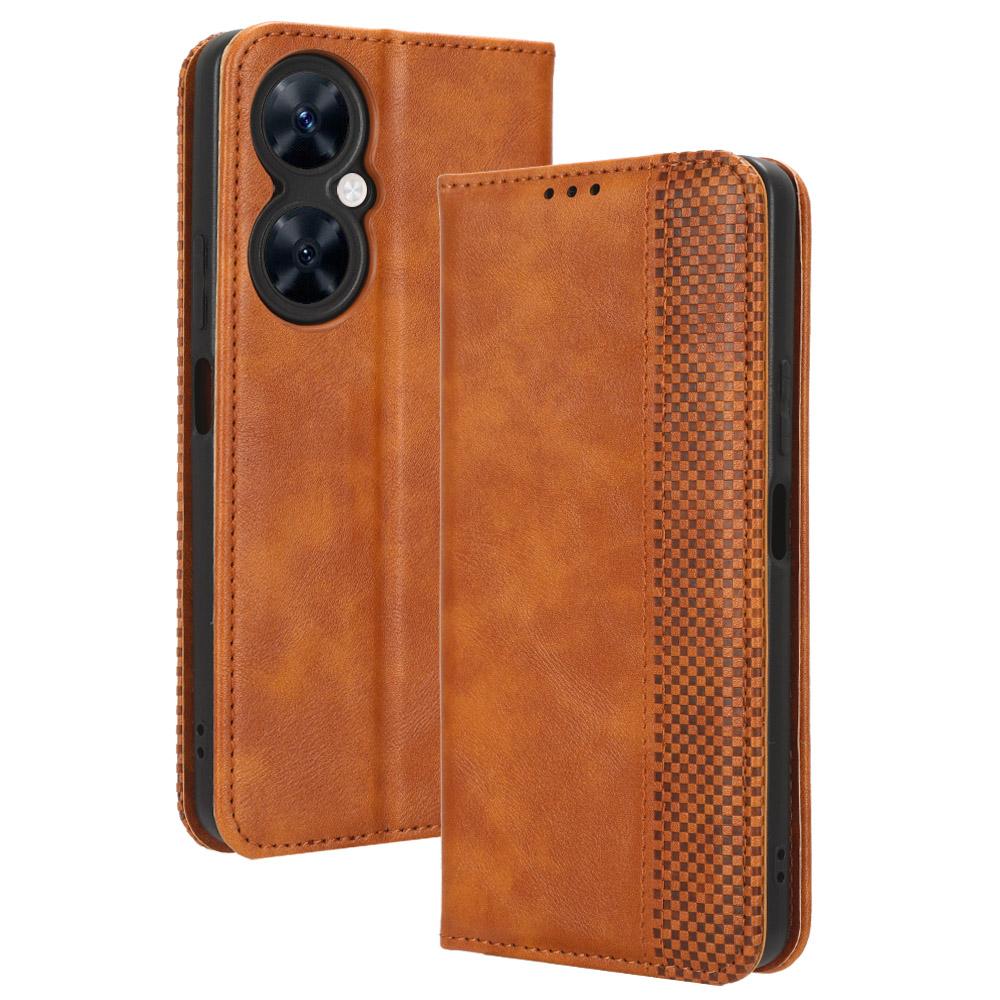 

For Huawei Maimang 20/nova 11i/Enjoy 60 Pro Magnetic Closing Leather Case Stand Wallet Phone Cover Brown