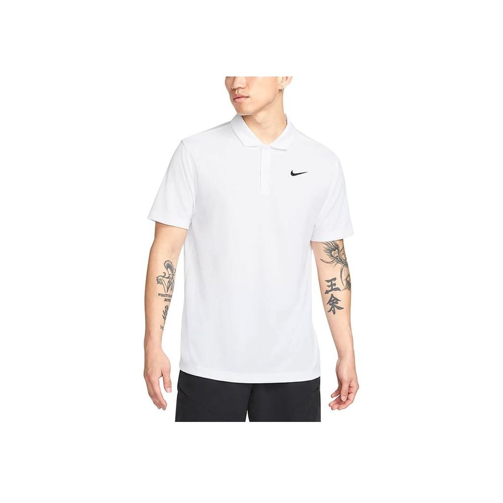 Nike Small Logo Solid Color Short Sleeve Polo Shirt Men Tops White DH0858-100