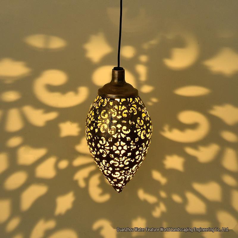 Wrought Iron Solar Waterproof Garden Lamp with Water Drop Projection