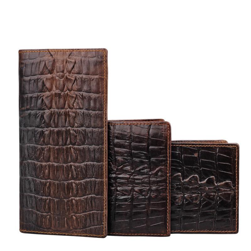 Men’s Retro Genuine Leather Wallet - Hand-Embossed Crocodile Pattern, Long, Large Capacity, Multi-Card Slots.
