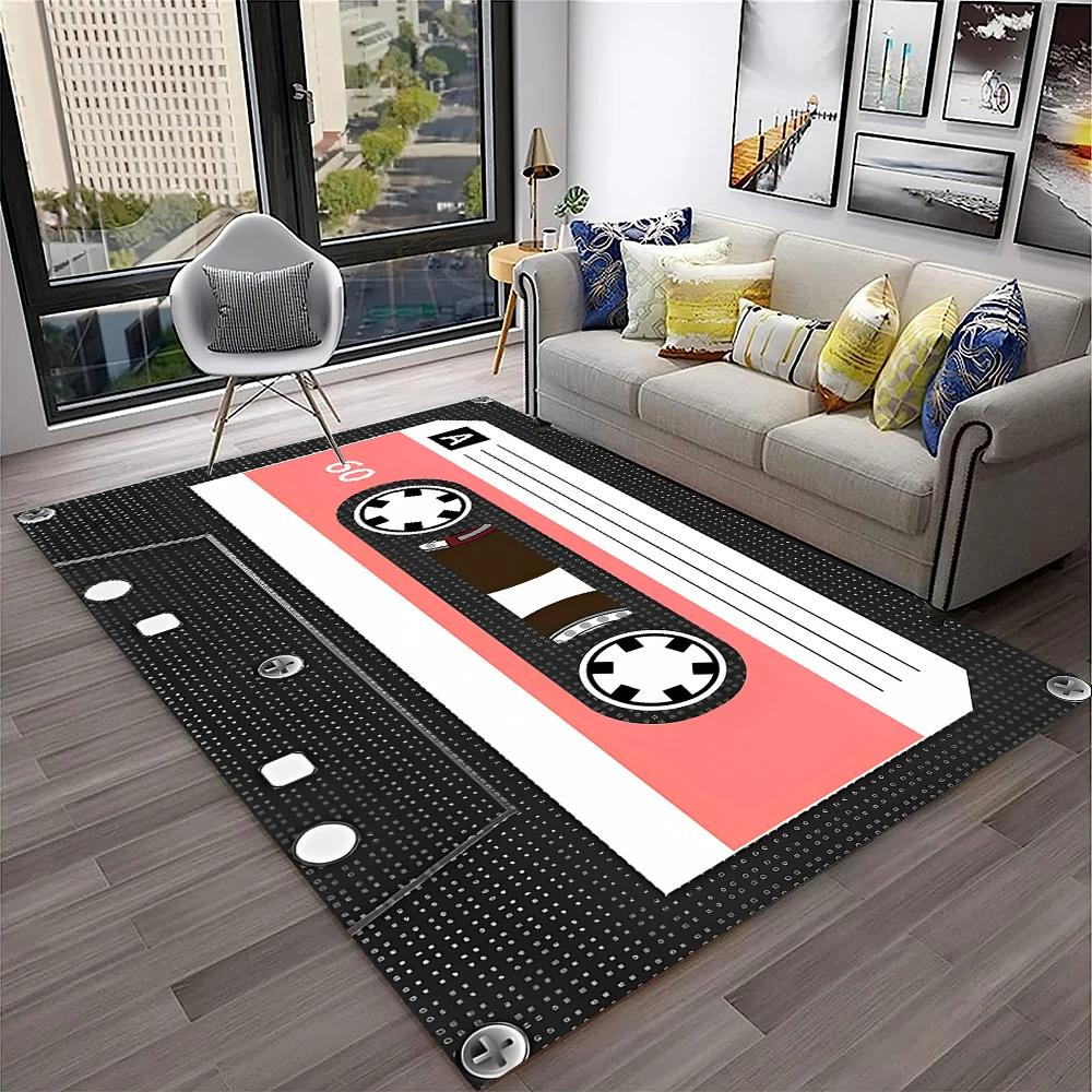 3D Music Cassette Tape Retro Pattern Carpet Rug for Home Living Room Bedroom Sofa Doormat Decor,kids Area Rug Non-slip Floor Mat