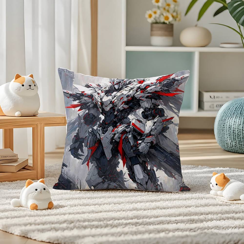 Mobile Suit Gundam Sandrock Gundam Anime Plush Pillow Cover Soft Short Plush Cushion Cover For Sofa Bedroom Home Decor Gift