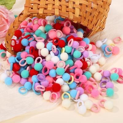 30pcs Kids Elastic Hair Bands Girls Plush Ball Rubber Band for Children Sweets Scrunchie Hair Ties Clip Baby Hair Accessories