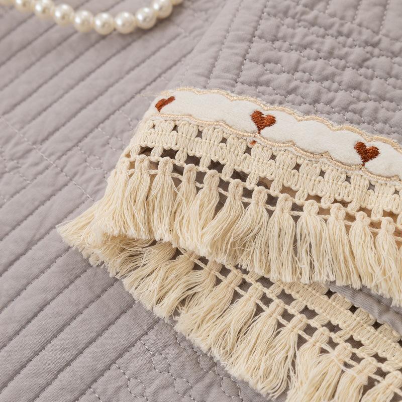 Pure Cotton Fabric Sofa Cushion Korean Style Tassel Modern High-End Four Seasons Universal Non-Slip Quilted Quilted Cushion