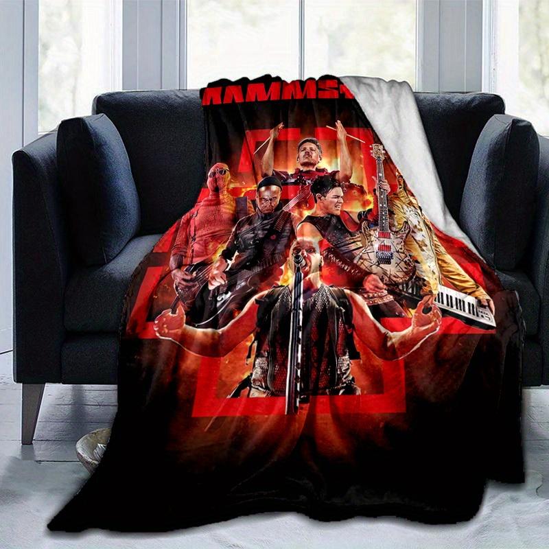 1pc Rammstein Band Home Decor Flannel Blanket: Perfect Gift for Bedroom, Living Room, Travel, Camping, Car, Beach, Office Nap, Ideal Sofa Throw, Outdo