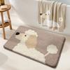 Bathroom door absorbent cartoon imitation cashmere toilet carpet toilet door mat toilet non-slip floor mat