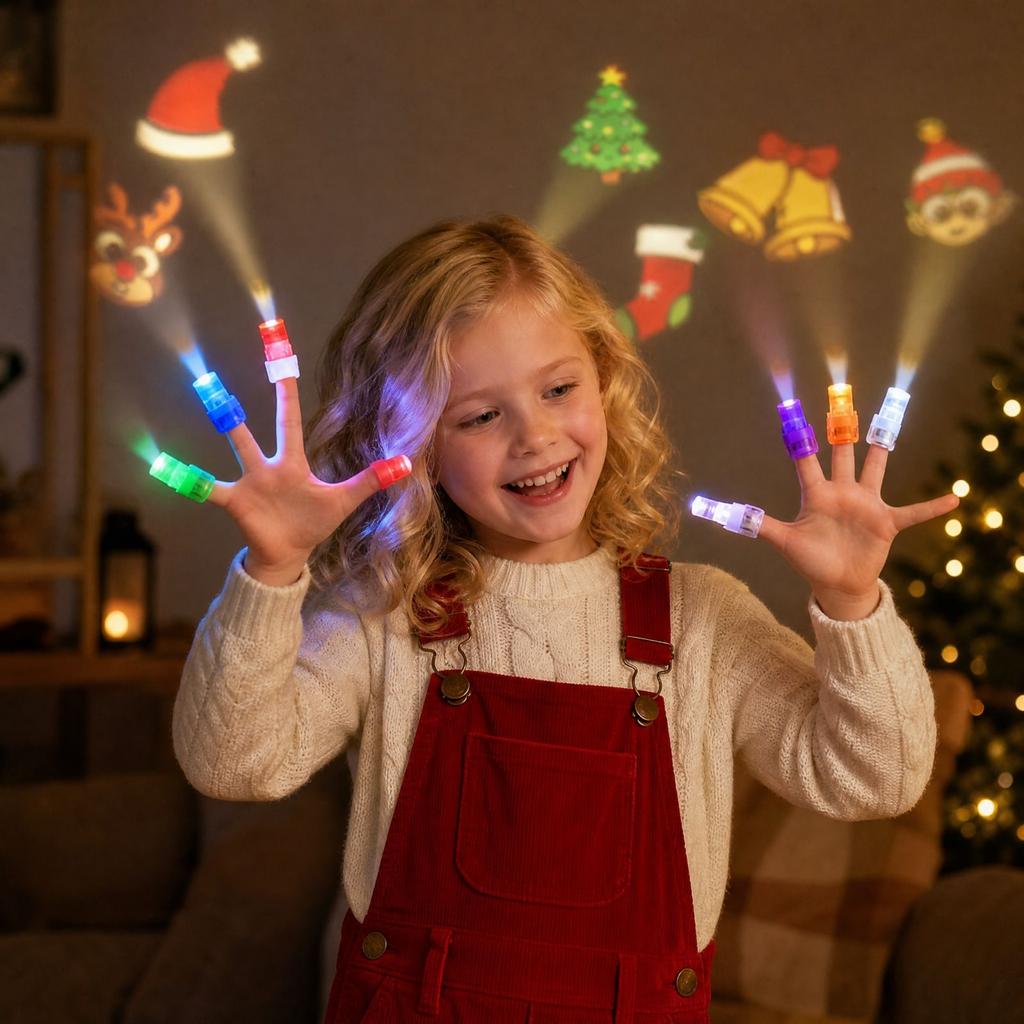 36 Pack Christmas and Halloween Projector Finger Lights, Party Favors, Light Up Toys