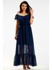 Robe dénudée, maxi mousseline, bleu marine S