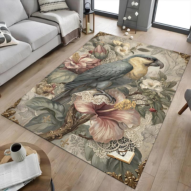 1PC Parrot Flowers Non-Slip Floor Carpet Compatible for Office&Living Room&Bedroom&Dining room - Soft & Pattern-G0391