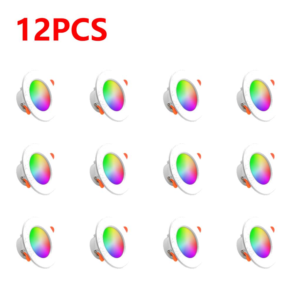 1-12pcs 10W Smart LED Downlight Bluetooth-Compatible Recessed Ceiling Lamp Dimmable Round Panel Light for Living Room Decor