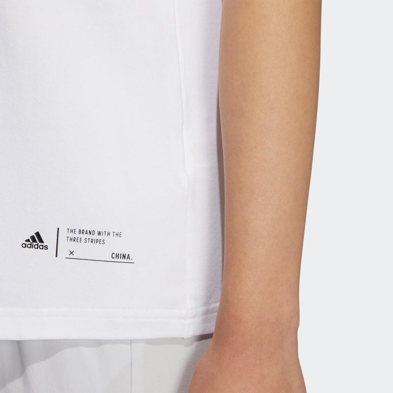 Adidas Large Logo Panda Print Casual Short Sleeve T-Shirt Women Tops White HT6900