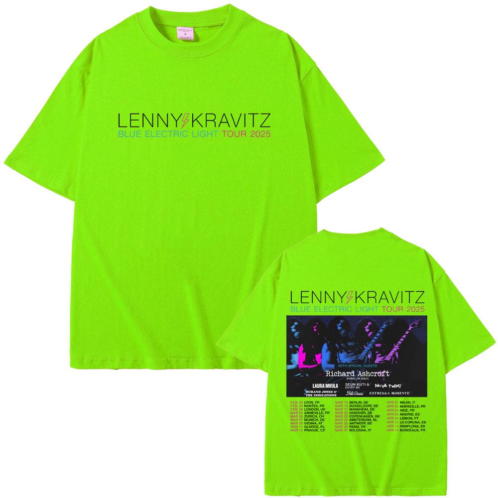 Lenny Kravitz Blue Electric Light Tour 2025 T Shirt Men Women Casual Cotton Vintage Short Sleeve Tshirt Male Oversized Tshirts