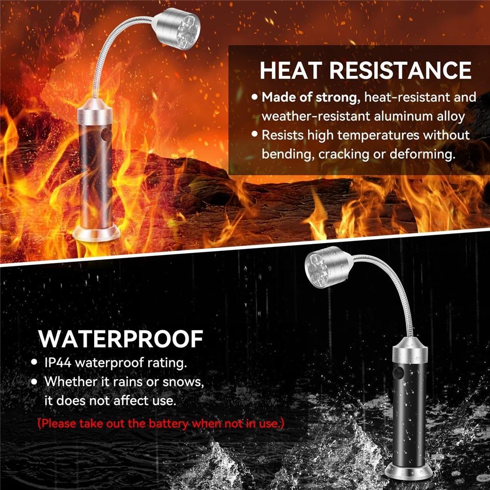 3-piece barbecue light set with magnetic base, LED barbecue light, adjustable barbecue light, 360-degree rotatable neck, grill light