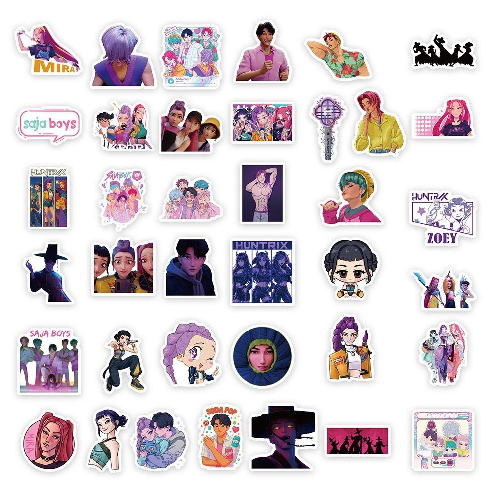 74PCS Mixed KPop Demon Hunters Stickers Demon Hunters Birthday DIY Stickers Home Party Decoration Scrapbooking Phone Decal