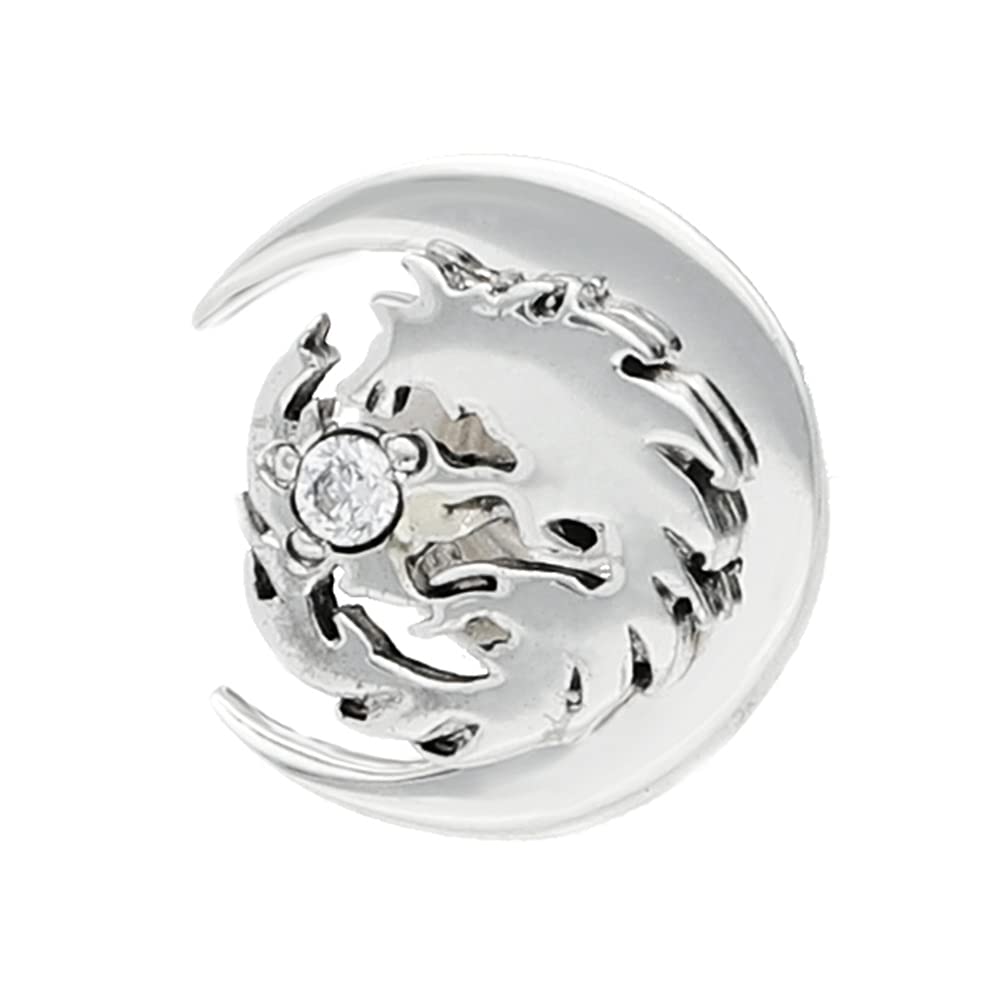 WOLFMAN B.R.S. Wolfman B.R.S. Silver 925 Moon Wolf Stud Earring (Single Earring) Wolf Moon Design for Men