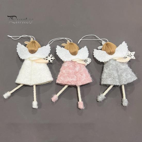 Pastel Color Seasonal Ornament Christmas Plush Doll Ornament, Xmas Tree Decorative Angel Cute Keepsake for Pendant Tree, Winter Holiday Home