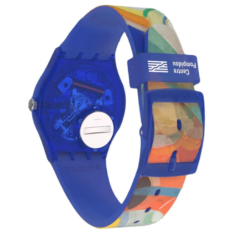 SWATCH Quartz Movement Pompidou Special Fashion Unisex Swiss Watch 41mm Color Dial Plastic Case Silicone Strap GZ712-SWATCH
