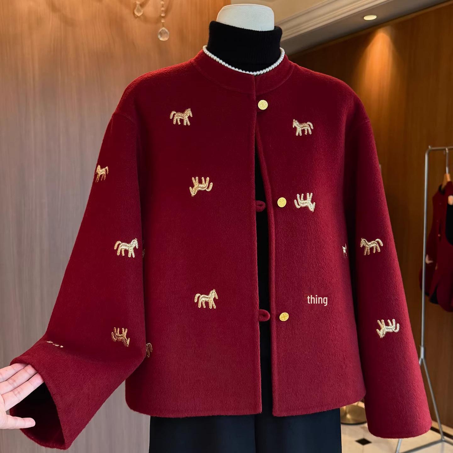 

Elegant Wool Coat for Young Mothers - Autumn & Winter Style, Ideal for Middle-Aged & Elderly 2XL [105-120 lbs]
