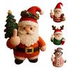1/2/4Pcs Christmas Crocheted Santa Claus Ornament Handmade Knitted Yarn Middle Finger Santa Doll Xmas Holiday Party Decoration