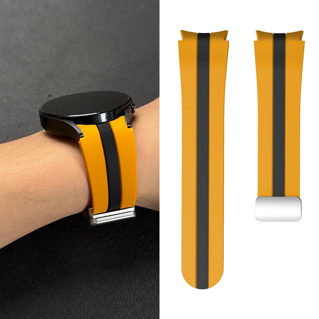 Two-Tone Vertical Stripe Silicone Strap with Magnetic Clasp for Samsung Watch4/5/6/7/FE 40/44mm Sports Watch Strap