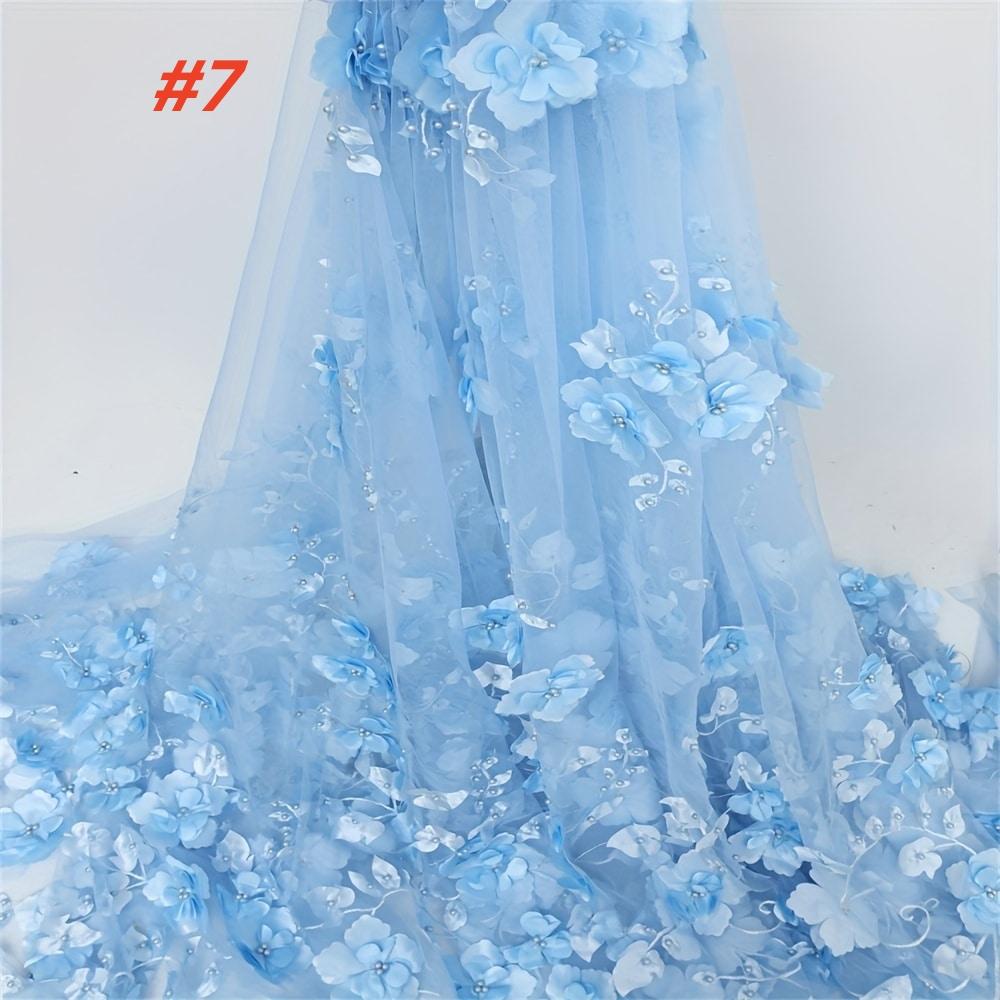 African Lace Fabric 2025 High Quality With Beads Mesh Embroidery 3D Flower Tulle Nigerian Lace Fabric for Women Party Dresses