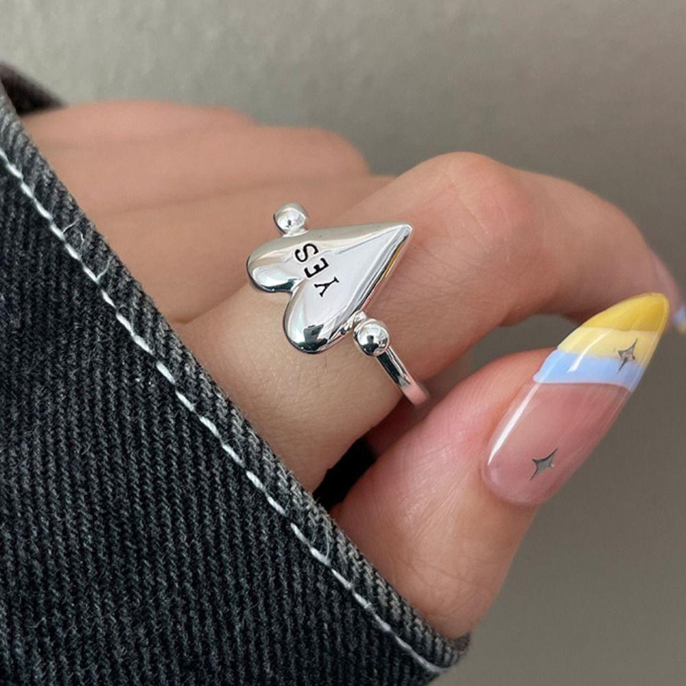 Personality Heart Ring Exquisite Vintage Jewelry Gift Fashion Letters Ring  For Women