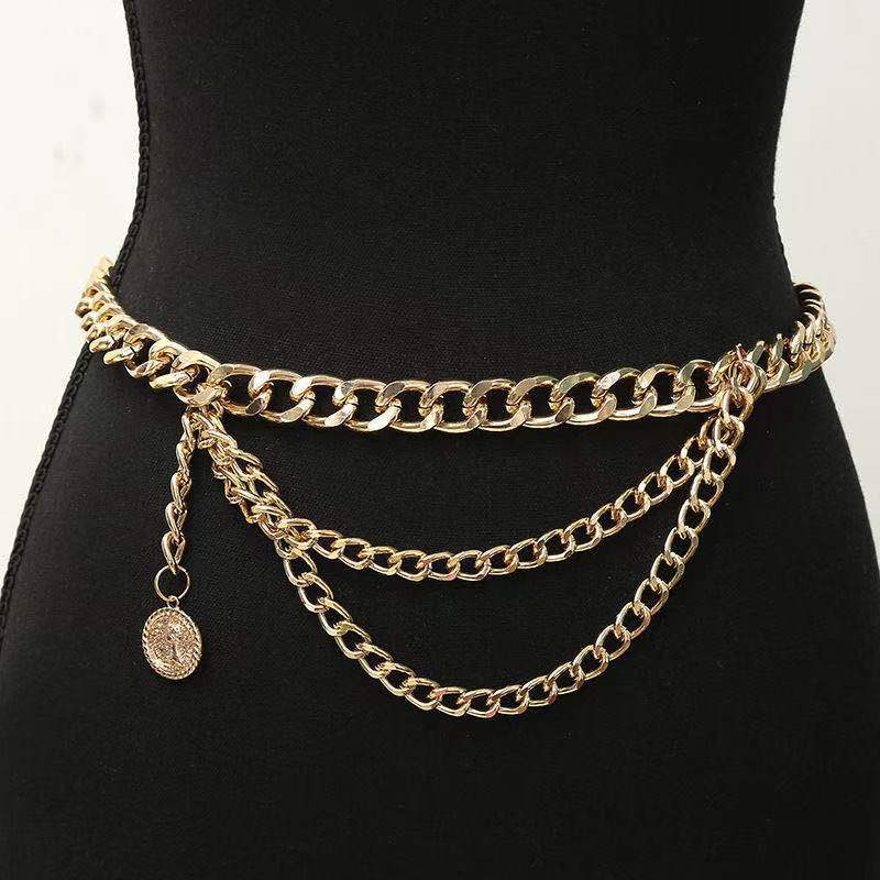 

Европейский и американский стиль, преувеличенная индивидуальность, модная подвеска, цепочка для тела для женщин, геометрические ретро кисточки, универсальная многослойная цепочка на талию 80-100cm