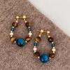 Vintage Natural Stone Colored Round Beads Pendant Gold Color Earrings for Women 2026 Trendy Jewelry Unique Ear Accessories Gift