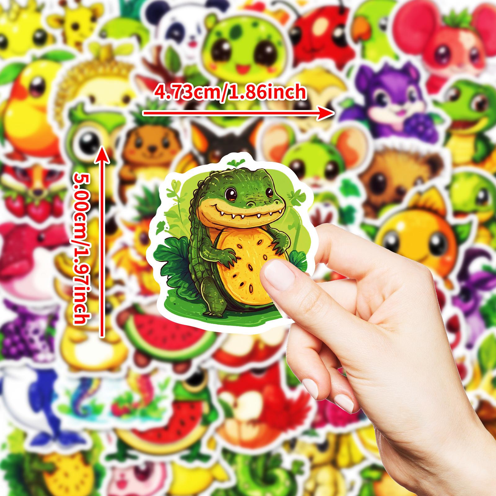 

50 Креативных нарисованных от руки наклеек с фруктами и животными для украшения, Наградные наклейки для детей, Игрушки, Сделай сам, Руководство, Дневник