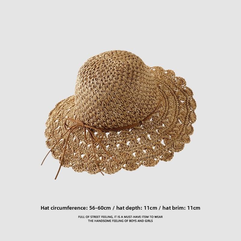 Straw Hat Women's Summer Beach Hat Sun Protection UV Protection Sun Hat Large Brim Straw Visor