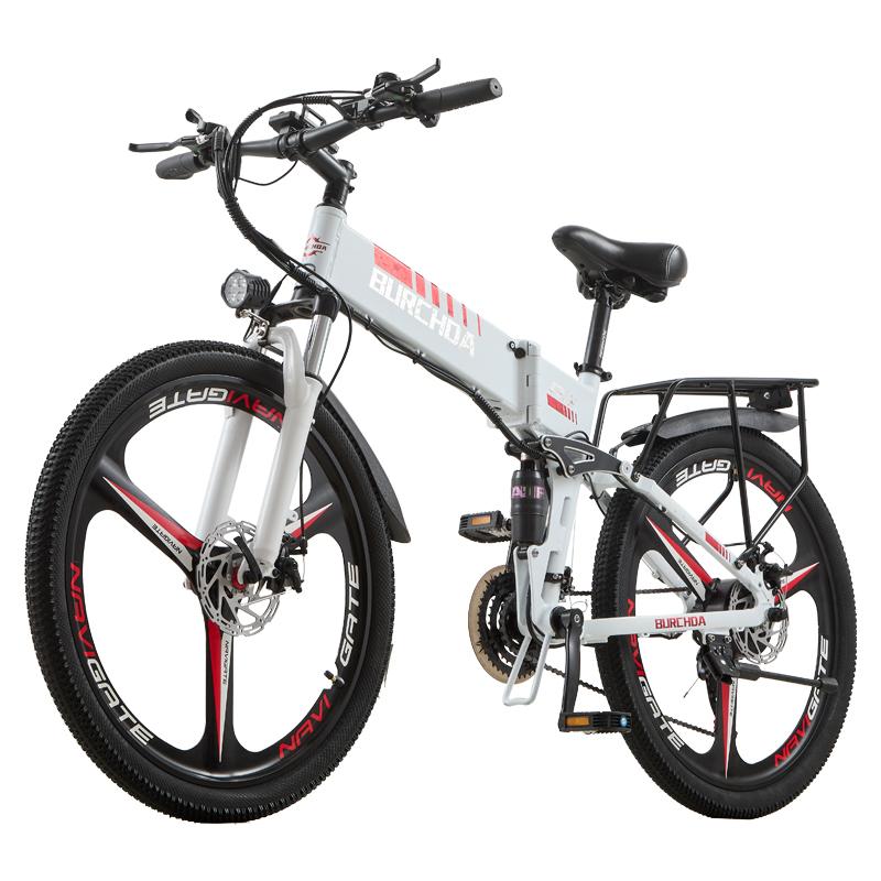 BURCHDA - Elektrický skladací bicykel R3 pre dospelých, horský bicykel 26 palcov, lítiová batéria 48 V, 12,8 Ah, 1500 W, 40 km/h