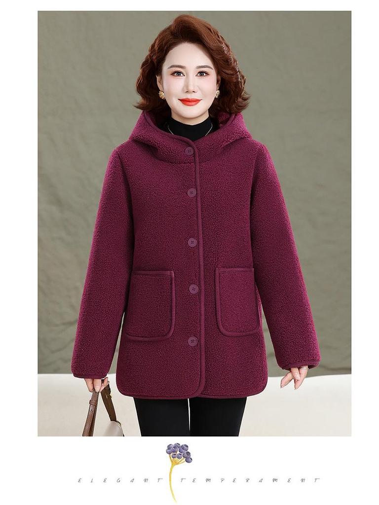 2025 Stylish Mother’s Winter Jacket: Velvet Cotton Padded, Fleece, Thickened Warm Outerwear for Middle-aged & Elderly Women