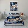 Starry Full Moon Snow Mountain Snow Leopard Cub Bedding SetSoft Skin-Friendly Bedding Set1 Duvet Cover And 2 Pillowcase Gift