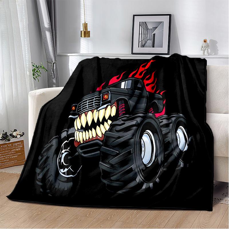 3D Monster Jam Monster Truck Cartoon Blanket,Soft Throw Blanket for Home Bedroom Bed Sofa Picnic Travel Office Cover Blanket Kid