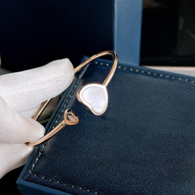 

Новые чистые 925 серебряные браслеты высшего качества европейского бренда класса люкс для женщин из розового золота с цирконием и счастливыми сердцами