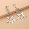 Star Metal Long Drop Earrings Classic Kpop Sweet Double Stars Temperament Girl's Wear Pendants Earrings for Women Jewelry