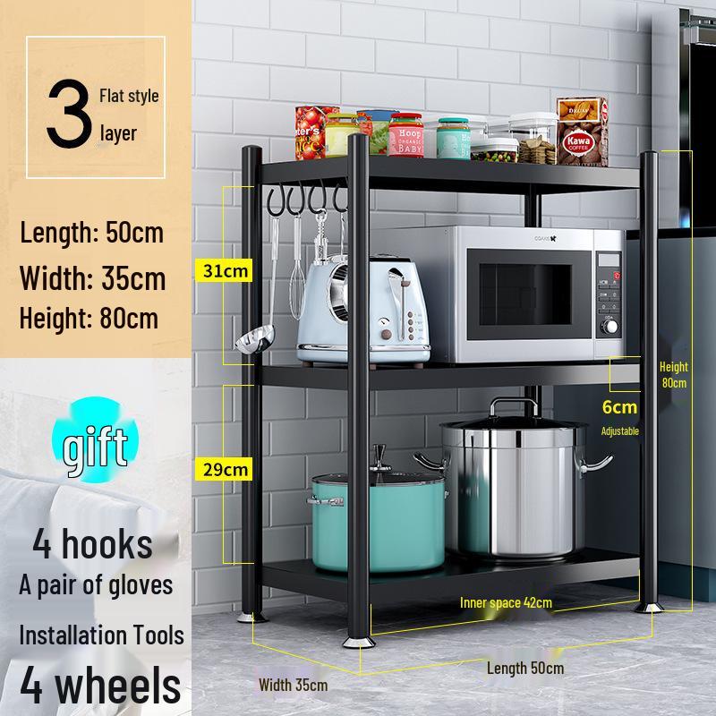 Freestanding Multi-Layer Kitchen Storage Rack for Microwave and Pots