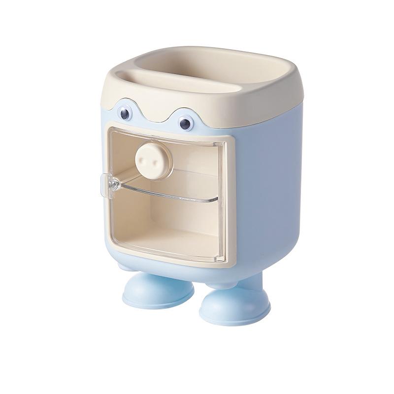 Rotatable Transparent Cartoon Pen Holder - Cute & Simple Desk Organizer for Students