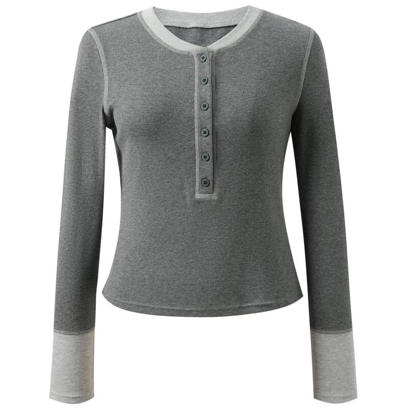 Women's Round Neck Slim Fit Long Sleeve T-Shirt