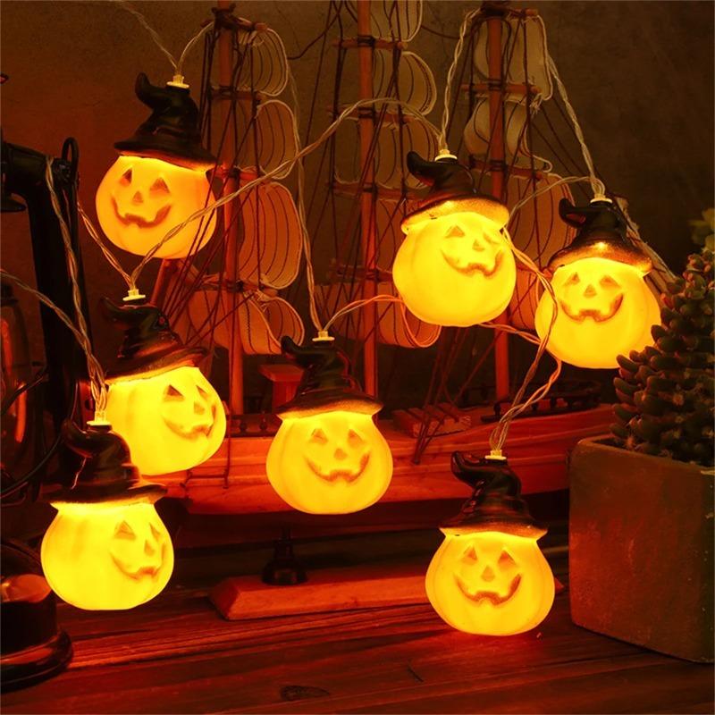 Halloween Classic Pumpkin Lantern Festival Party Atmosphere Decorative Lamp 10/20/40LED Fun and Wonderful Night