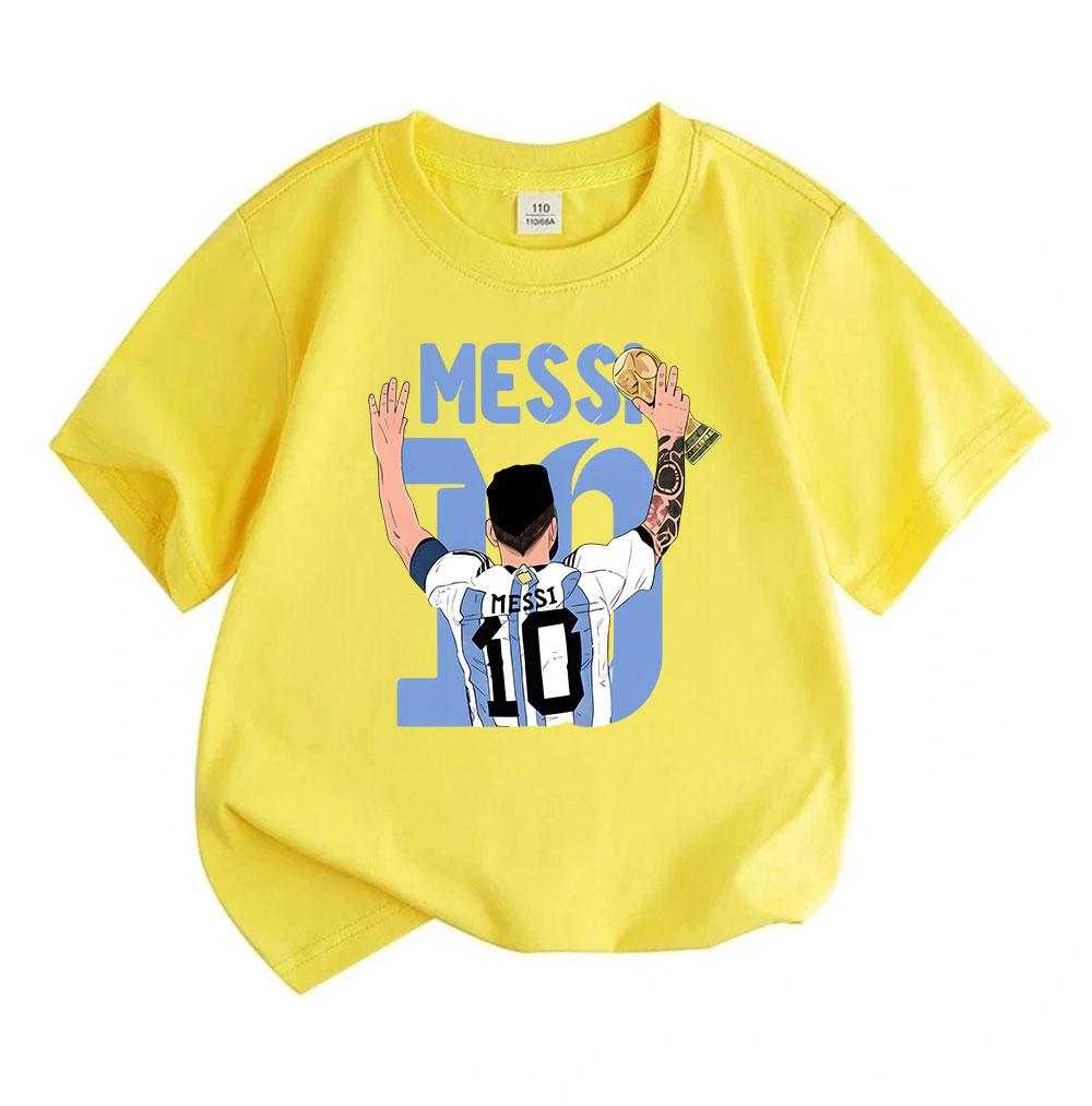 Kids Boys Girls 100% Cotton Crew Neck Short Sleeve T-Shirt, Football Star 10 Print Casual Tee for Youth Sports Fans, Comfortable Summer Daily Tops for