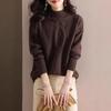 Women's Twisted Cable Knit Sweater - Half-High Neck, Lazy Style, Solid Color, Warm Base Layer for Autumn and Winter.