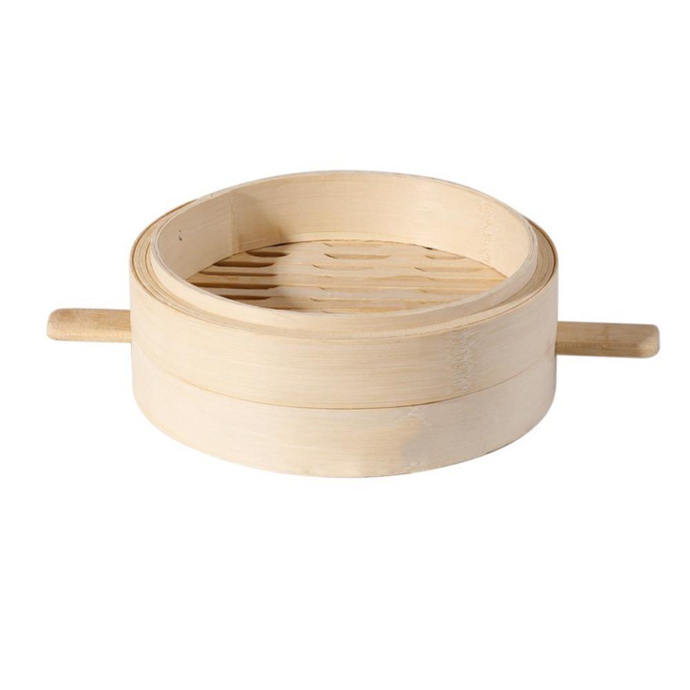 With Handle Bamboo Steamer Round Stuffed Bun Steamer Household Bamboo Steam Basket  Dumpling