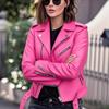 Womens Short Biker Jacket with Zipper and Button Detail Multiple Colors