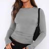 Autumn New Women's T-shirt Solid Color Round Neck Base Shirt Slim Fit Wearing Hands Long Sleeved Top for Women