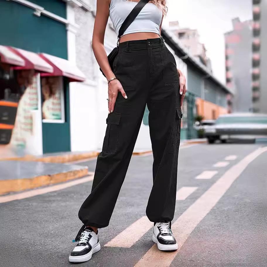 Ladies' Daily New Seasonal Commuting Business Leisure Pants With Pockets Made Of Pure Cotton And Comfortable Fit