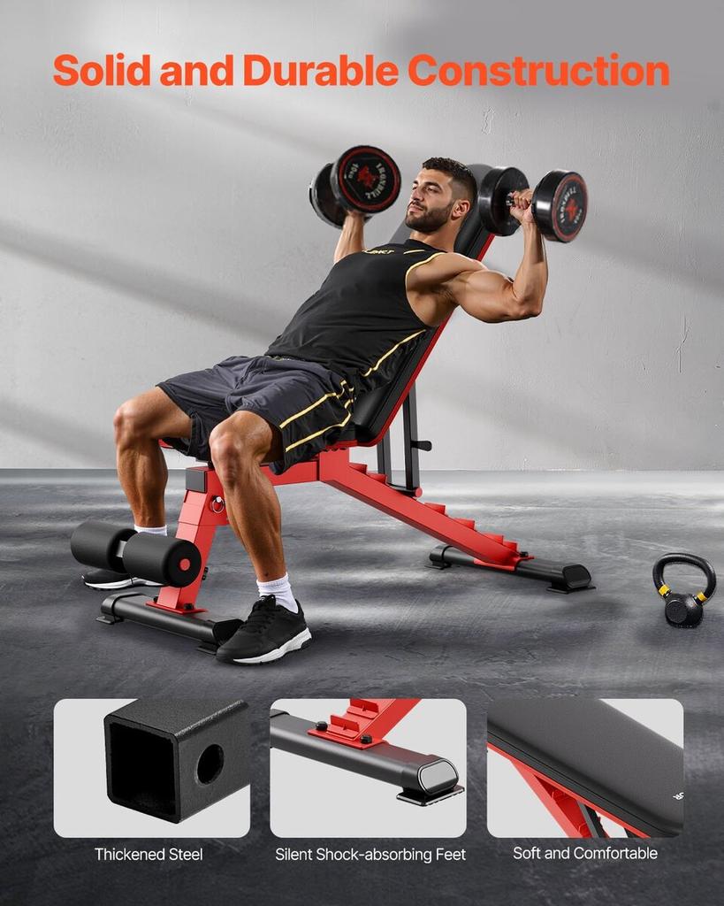 Weight Bench Sit Up Bench Home Gym Strength Training Adjustable Foldable